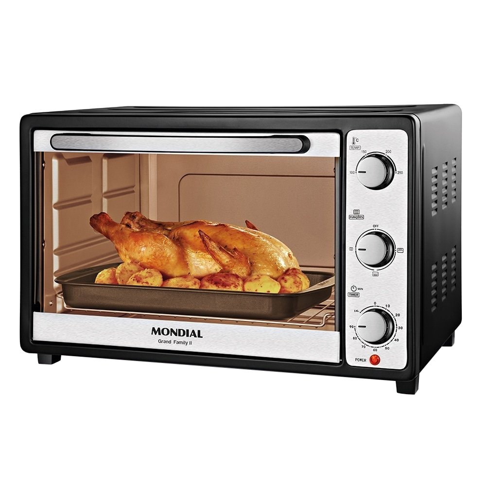 Forno Elétrico de Bancada Mondial 52 Litros FR-52 Grand Family II 1800W Preto/Inox 220V