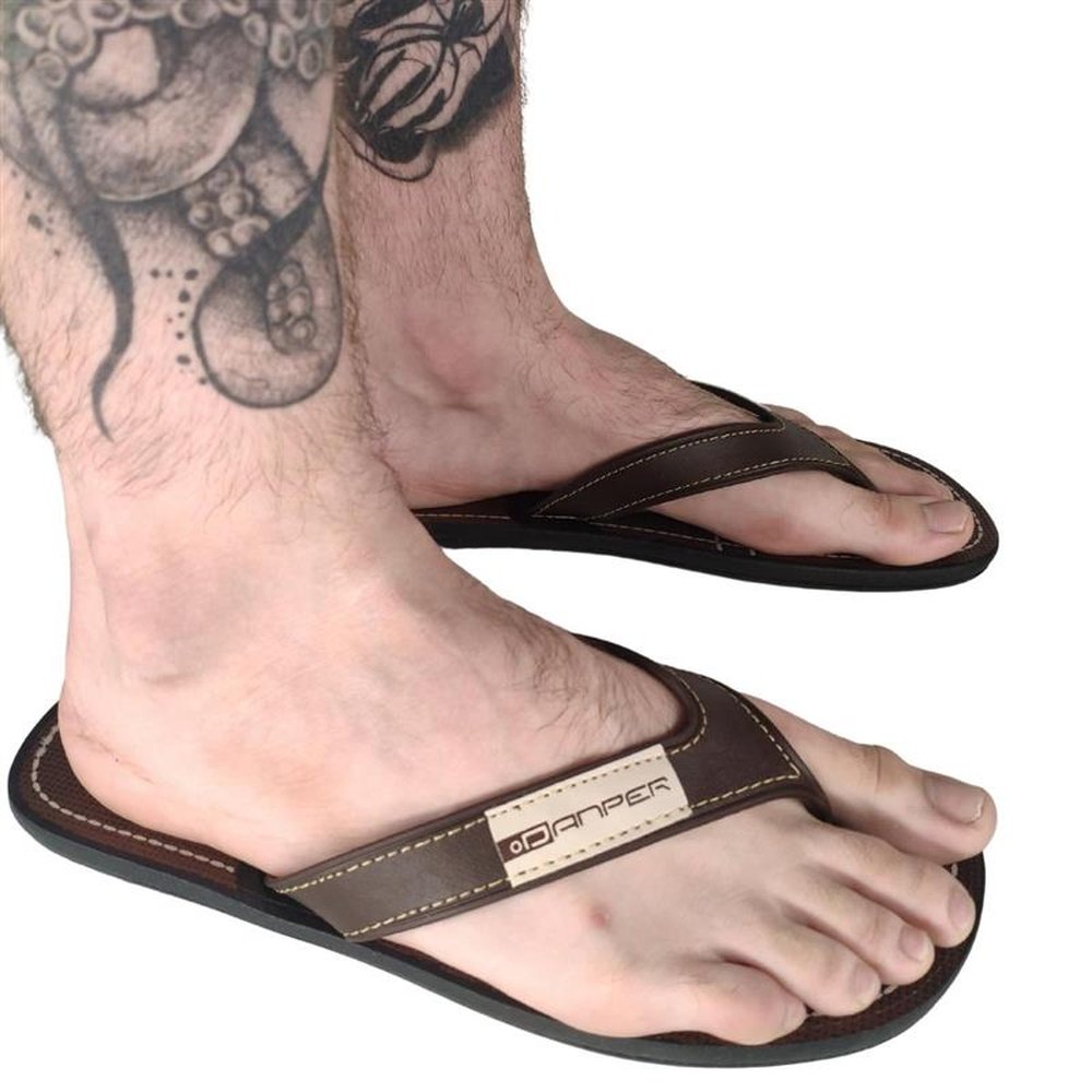 Chinelo Masculino De Dedo Adulto Danper Casual Conforto Café 41