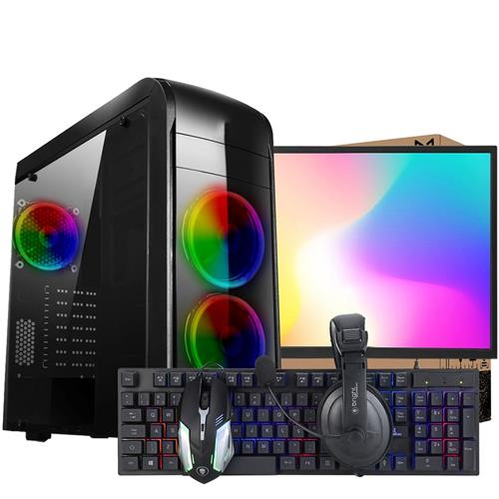 PC Gamer Completo Ark Monitor 20" + Intel Core i7 2600 8GB RX 550 4GB GDDR5 SSD 480GB Linux Combo Gamer Headset + Teclado + Mouse Gamer