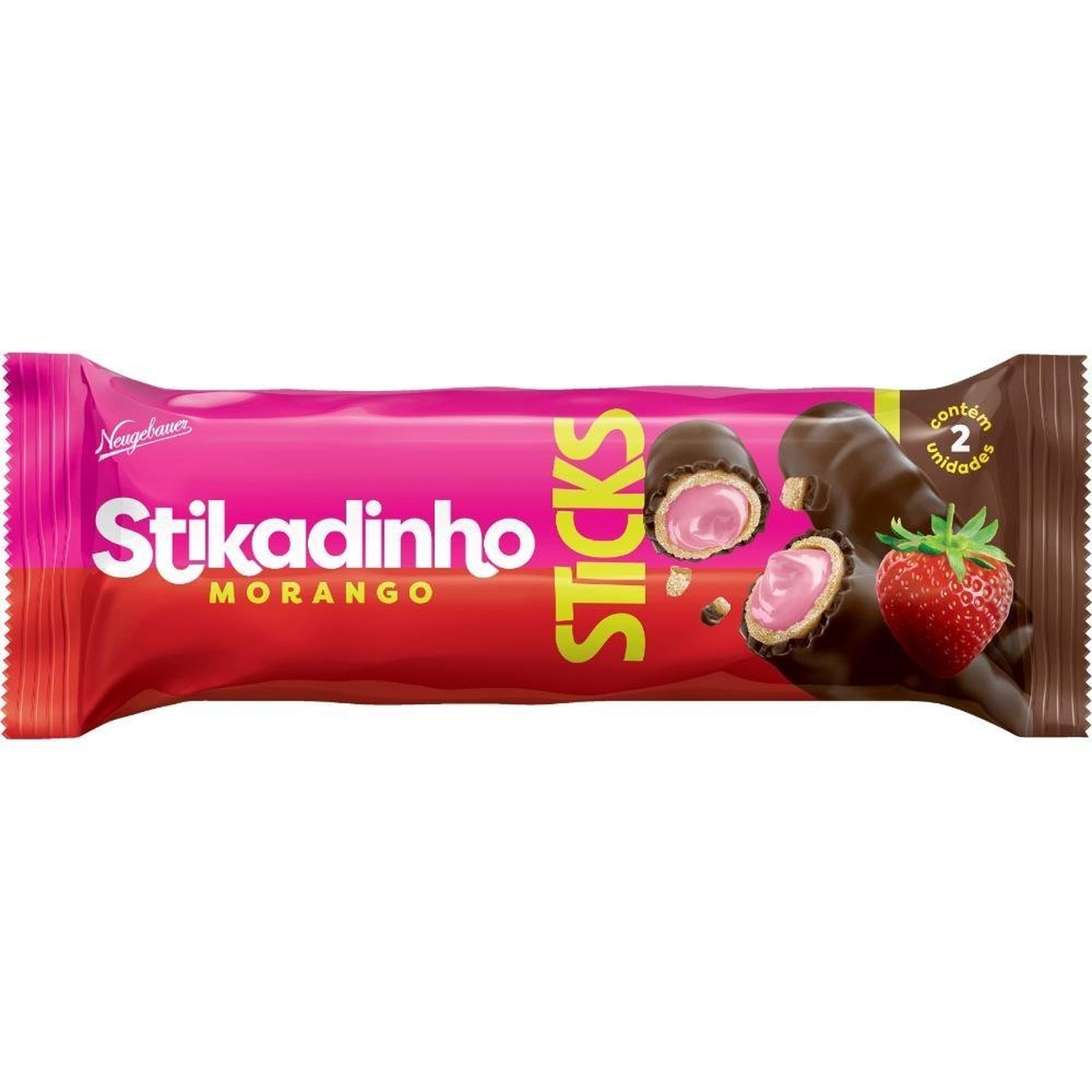 Chocolate Stikadinho Sticks Morango Pacote 32G Caixa C/ 16 Un