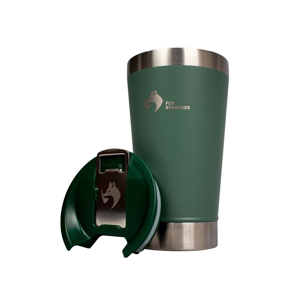 Copo Termico Fox Stainless Quente E Frio Com Tampa 473Ml Verde