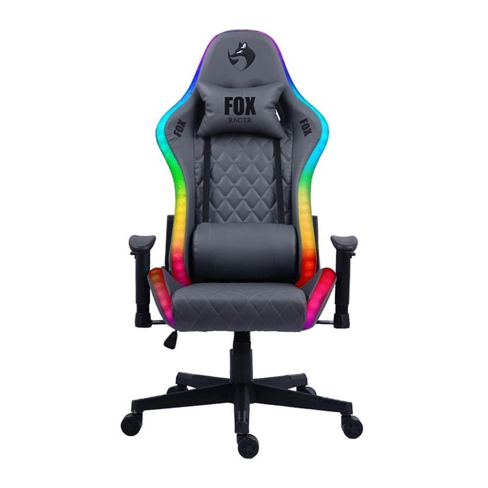 Cadeira Gamer Fox Racer RGB Cinza com Iluminação Led