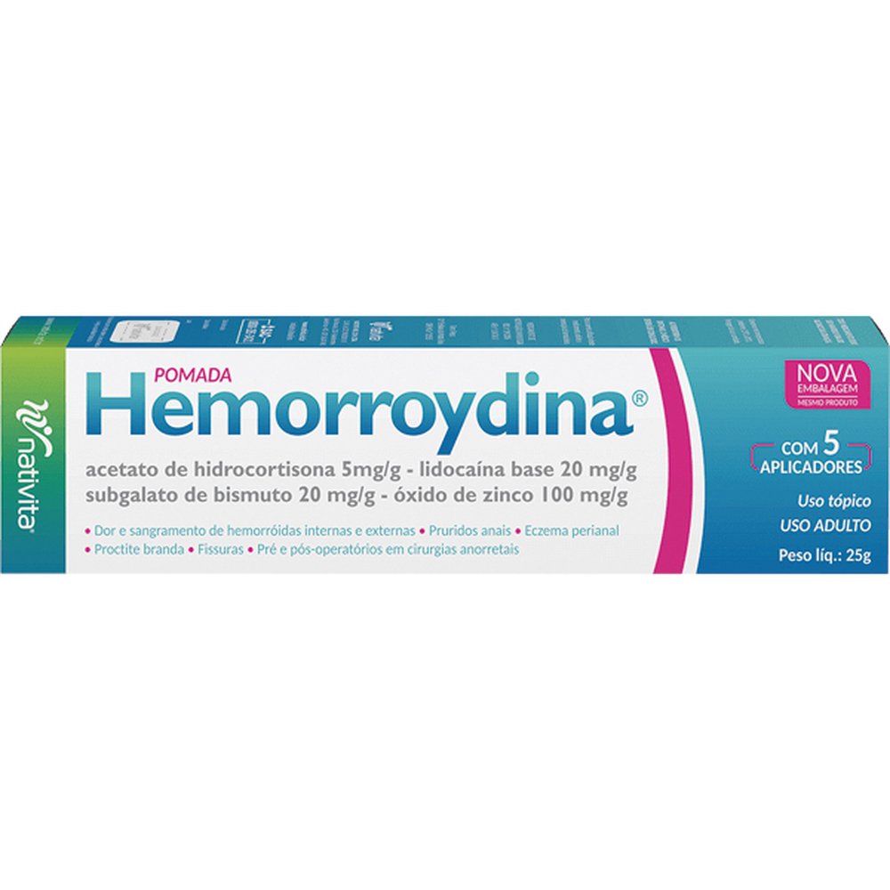 Hemorroydina Pomada 25 Gramas - Aplicadores - NATIVITA