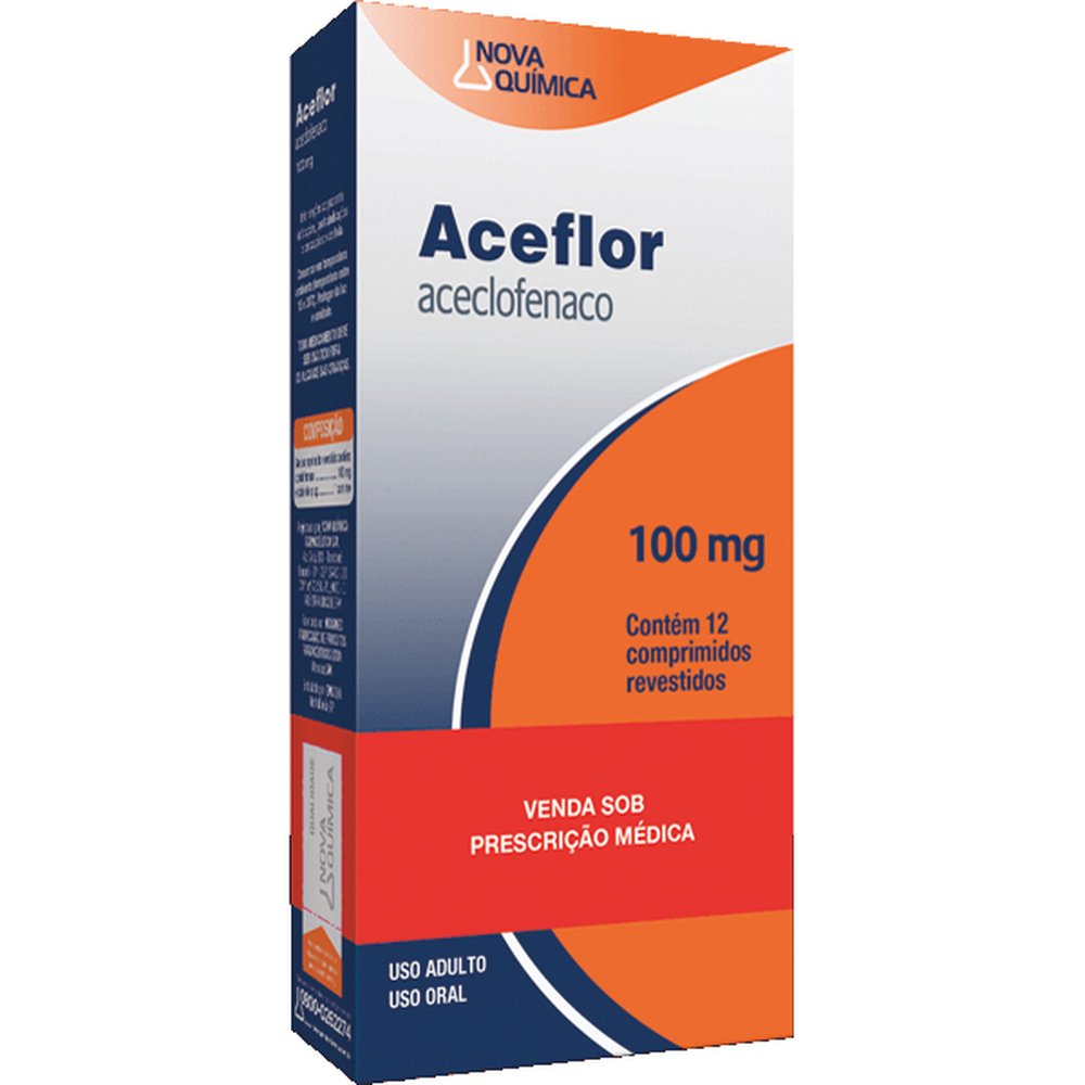 Aceflor -Aceclofenaco- 100Mg Com 12 Comprimido - NOVA QUIMICA