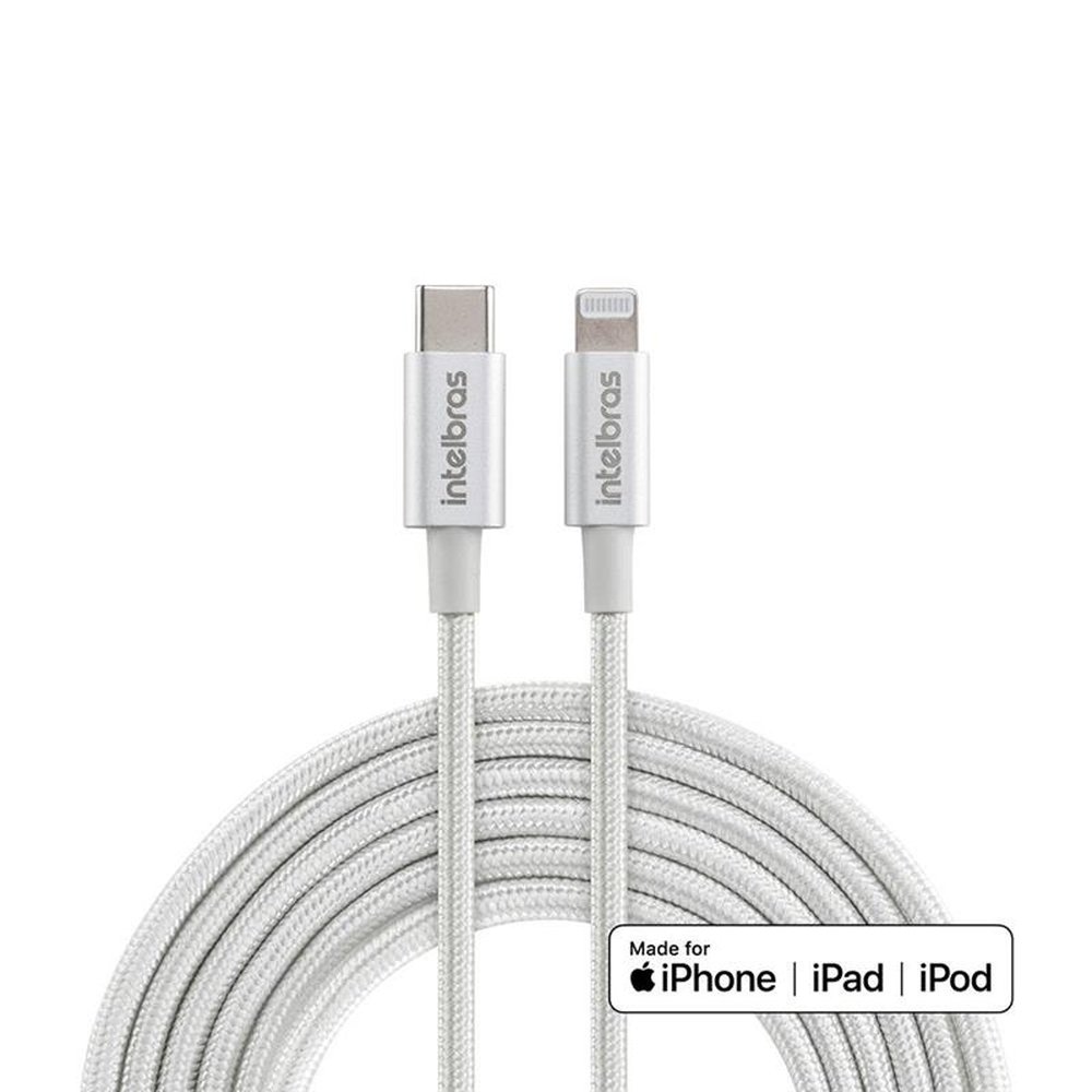Cabo USB-C + Lightning 1,5m Intelbras Nylon Branco