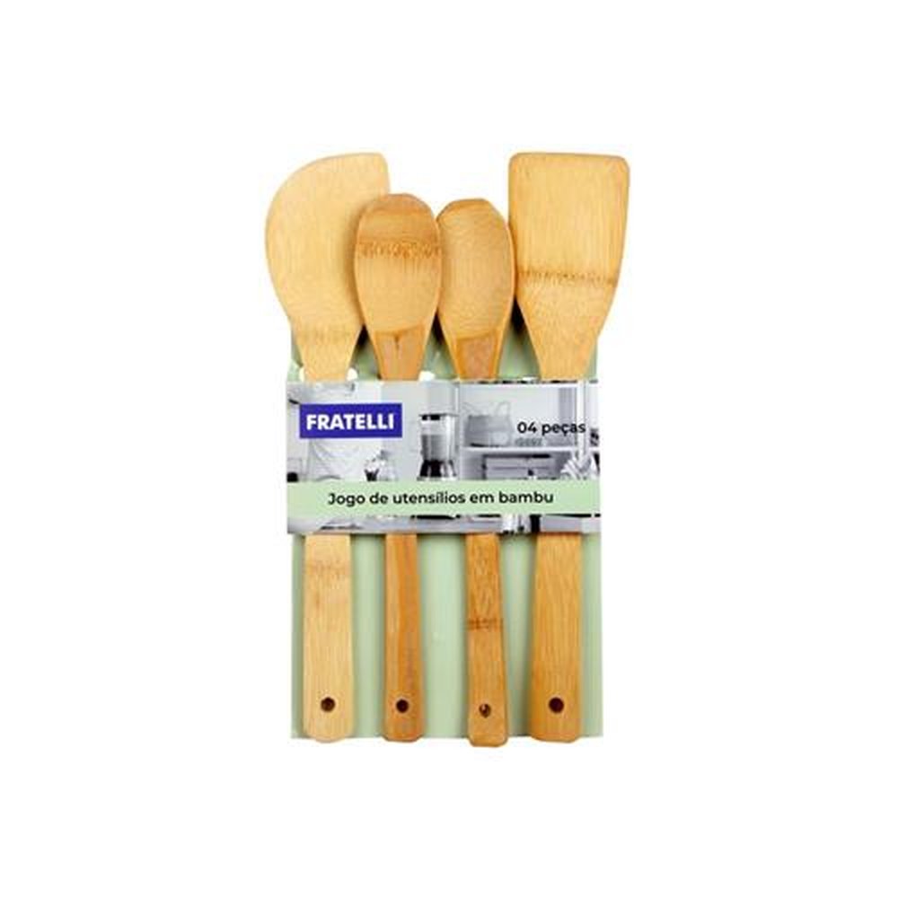 Jogo de Utensílios Bambu com 4 peças Unicasa