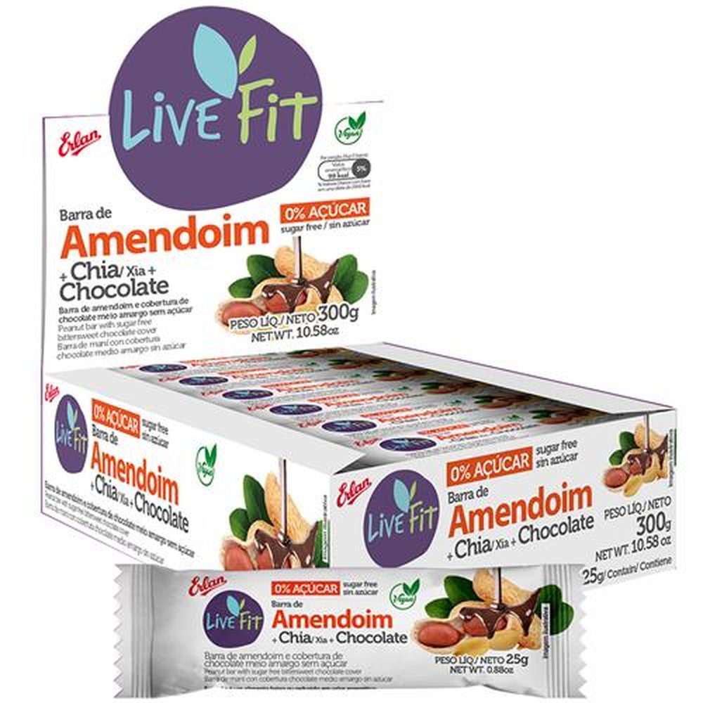 Amendoim + Choc Meio Amargo LiveFit (Emb. contem 72un. de 25g)