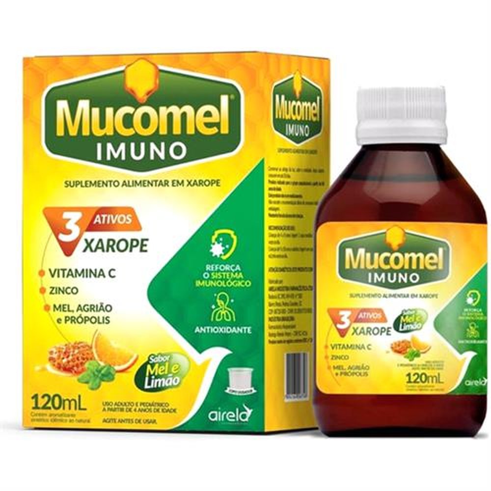 Mucomel Imuno Sabor Mel E Limao 120Ml - AIRELA