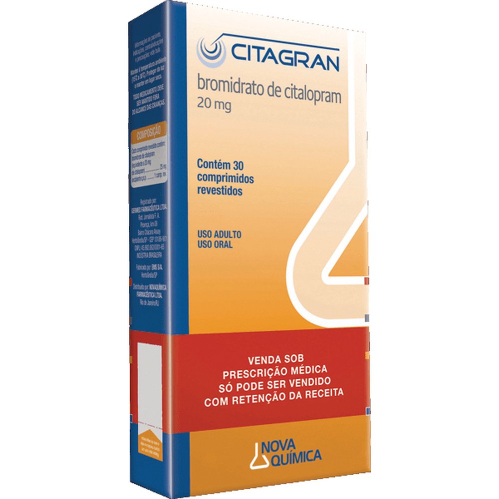 Citagran -Citalopram- 20Mg Com 30 Comprimido - NOVA QUIMICA