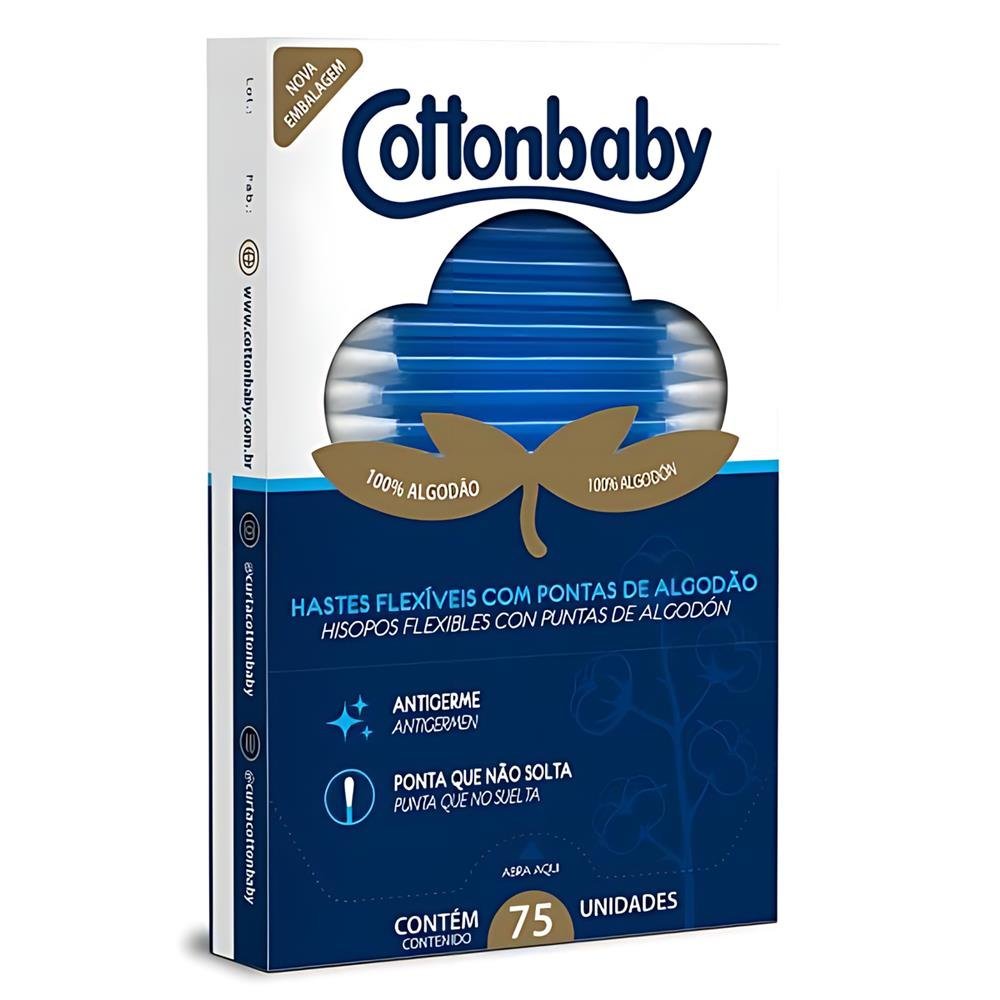 Haste Flexivel Cartucho 75unidades Cottonbaby