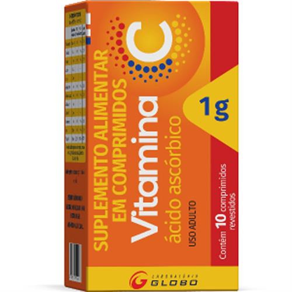 Vitamina C 1 Grama Com 10 Comprimido Revestido - GLOBO
