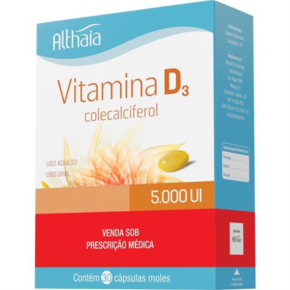 Vitamina D 5-000Ui Com 30 Capsula Mole - ALitroHAIA