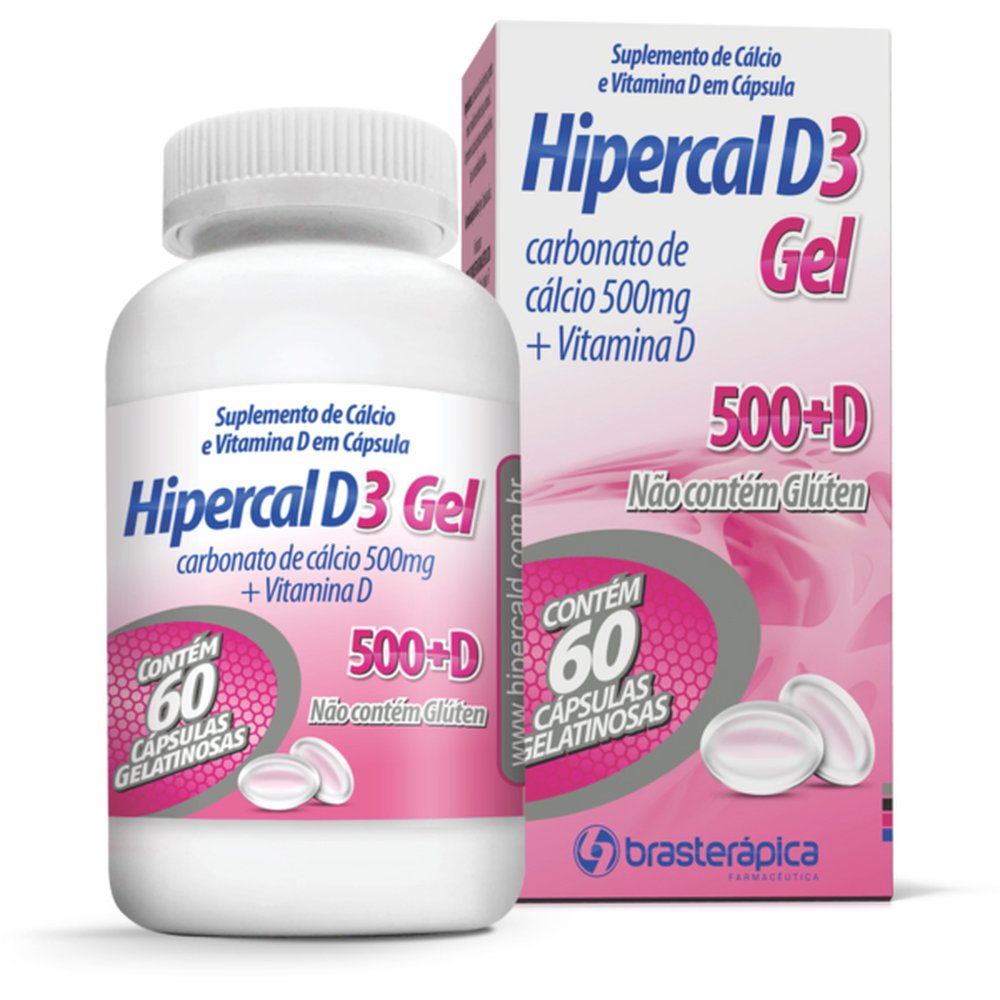 Hipercal D3 500Mg Caixa 60 Capsula Gel - BRASTERAPICA
