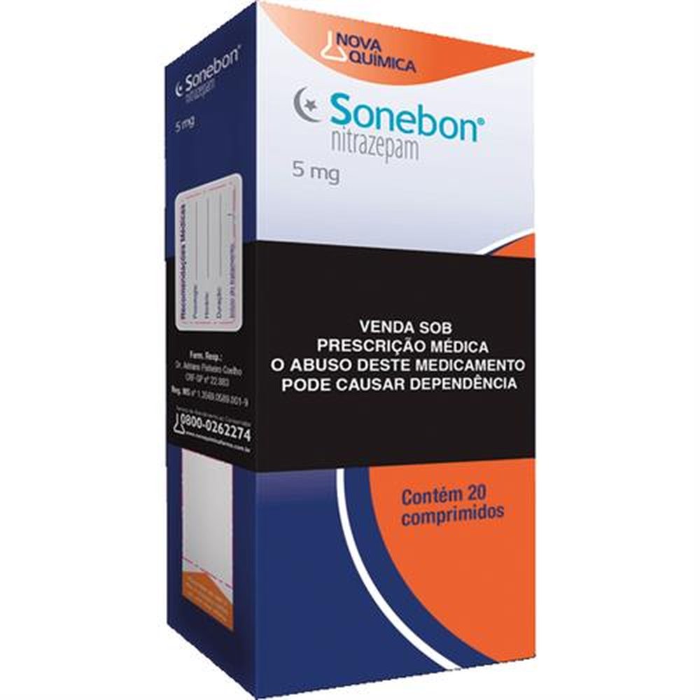 Sonebon -Nitrazepam- 5Mg Com 20 Comprimido - NOVA QUIMICA