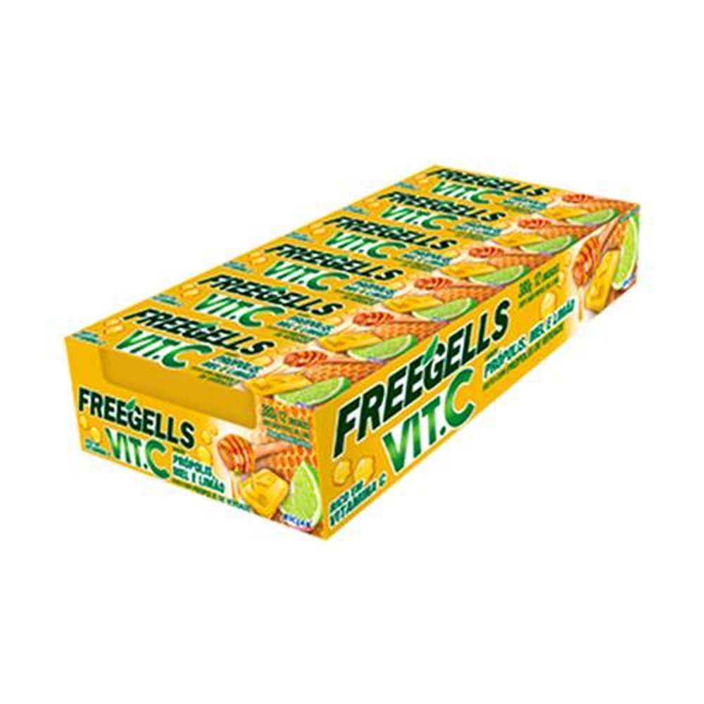 Drops Freegells Display Com 12 Unidades Sabor Própolis, Mel E Limão Riclan