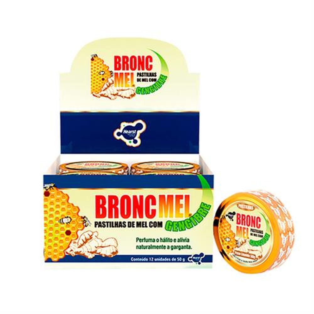 Broncmel Pastilha Sabor Mel-Gengibre Com 12 Unidades 50 Gramas - HEARST