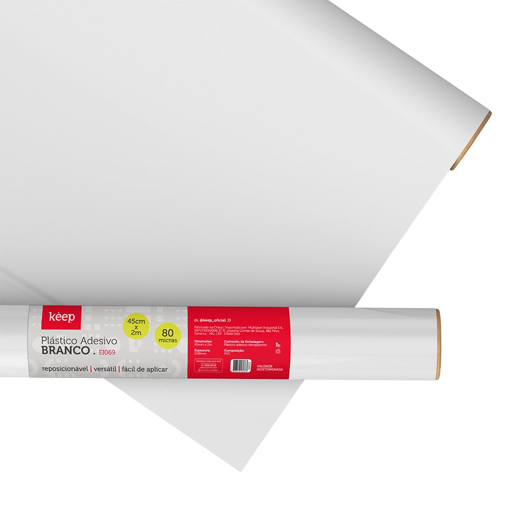 Plastico Adesivo Branco 0.05 Mm PVC - 45Cm X 2M Keep - EI069