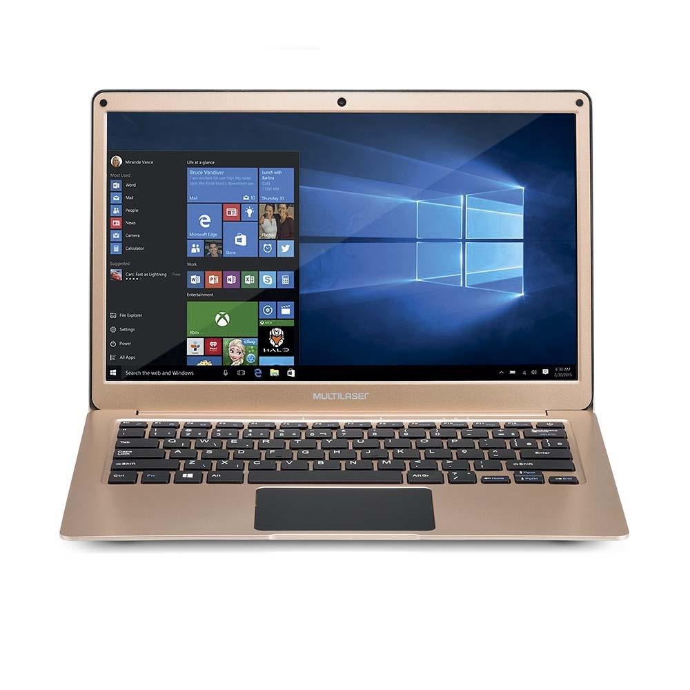 Notebook Multilaser Legacy Air Intel Celeron 4GB capac. de até 152GB (32GB+120SSD) 13.3 Pol Full HD Win 10 Dourado - PC241