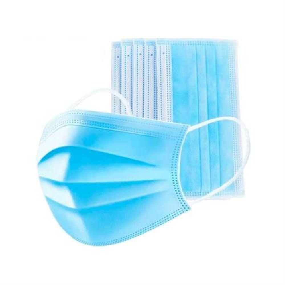 Mascara Descartavel Tripla Com Elastico Com 10 Unidades Azul - SAFEMASK