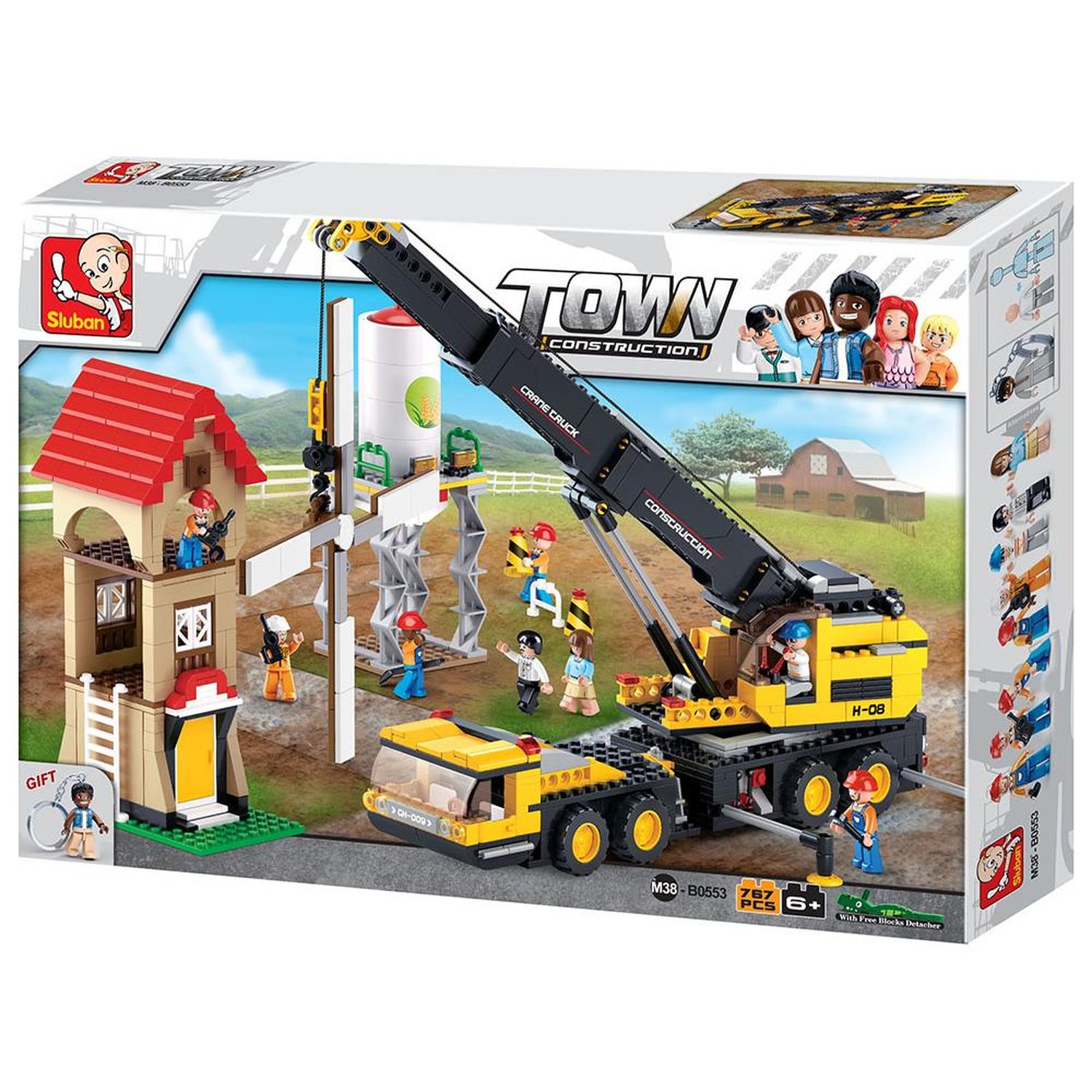 Blocos de Montar Construção Guindaste 767 Peças +6 Anos Colorido Multikids - BR832