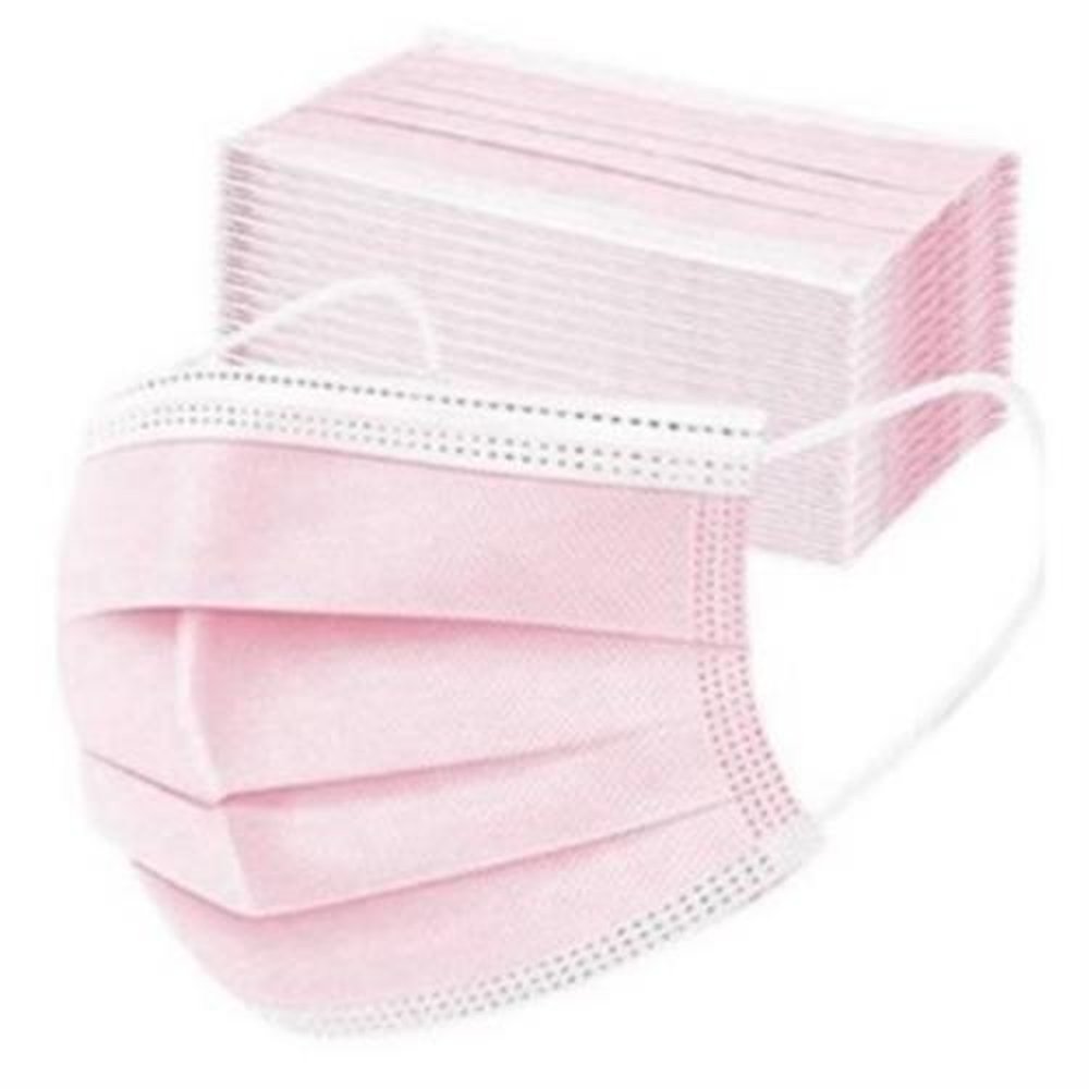 Mascara Descartavel Tripla Com Elastico Com 10 Unidades Rosa - SAFEMASK