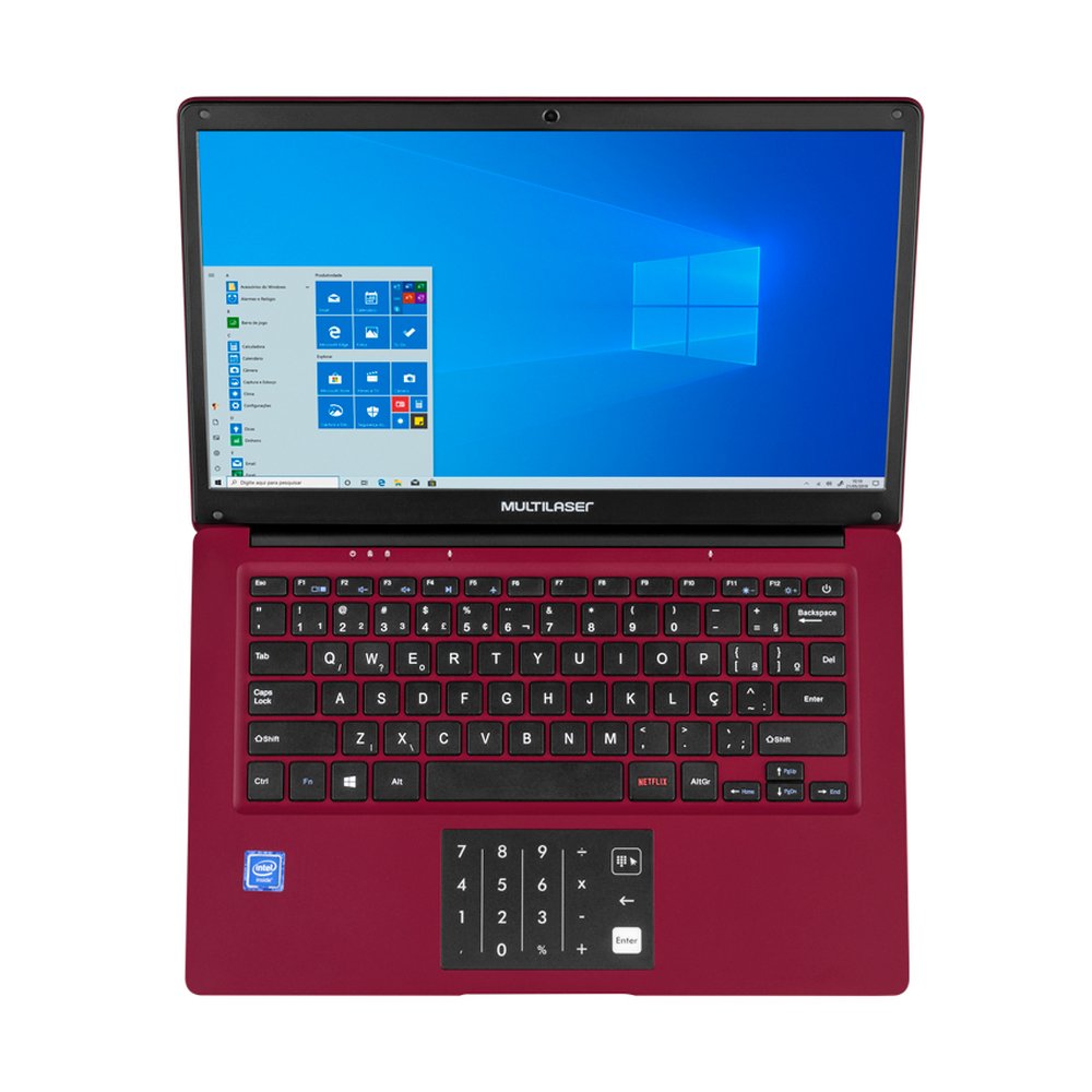 Notebook Multilaser Legacy Cloud, com Windows 10 Home, Processador Intel Quad Core, Memoria 2GB 32GB, Tela 14,1 Pol. HD, Vermelho - PC133