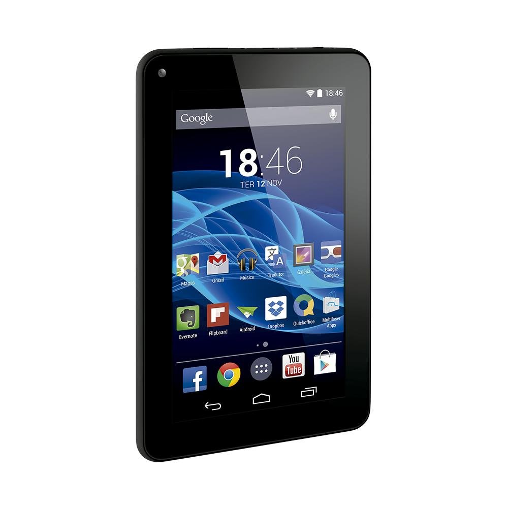Tablet Multilaser M7S Quad Core Preto Android 4.4 Kit Kat Dual Câmera Wi-Fi Tela Capacitiva 7 Pol. Memória 8Gb - NB184