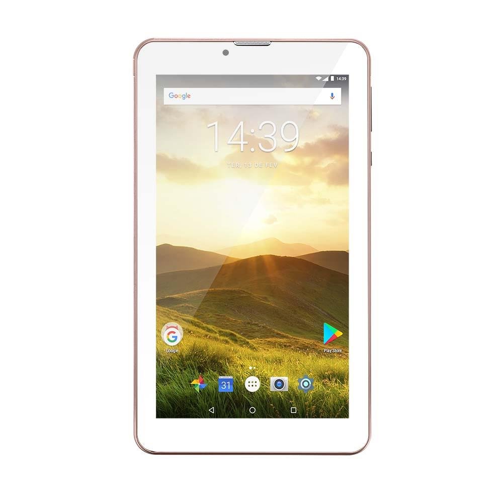 Tablet Multilaser M7 4G Plus Quad Core 1GB 8GB Tela 7 Pol. Android Dual Câmera Golden Rose - NB286