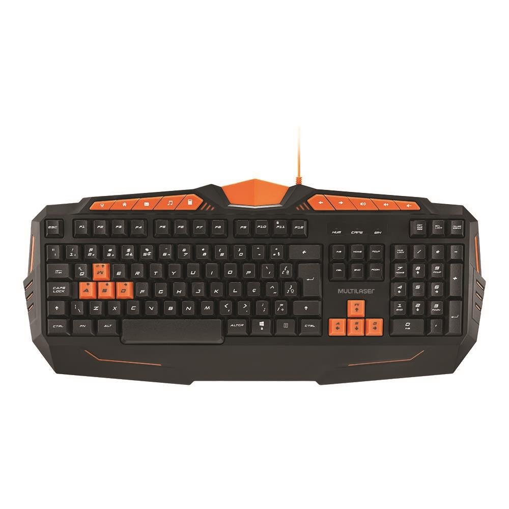 Teclado Gamer Com Hotkeys Multimídia Preto/Laranja - TC211