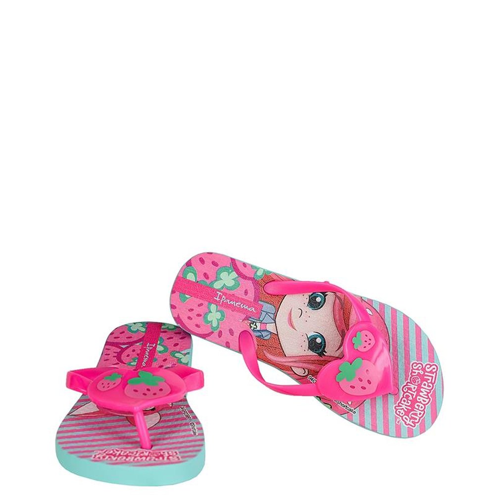 Chinelo Infantil Moranguinho 25510 Rosa - Verde-Agua - Grade com 12 pares