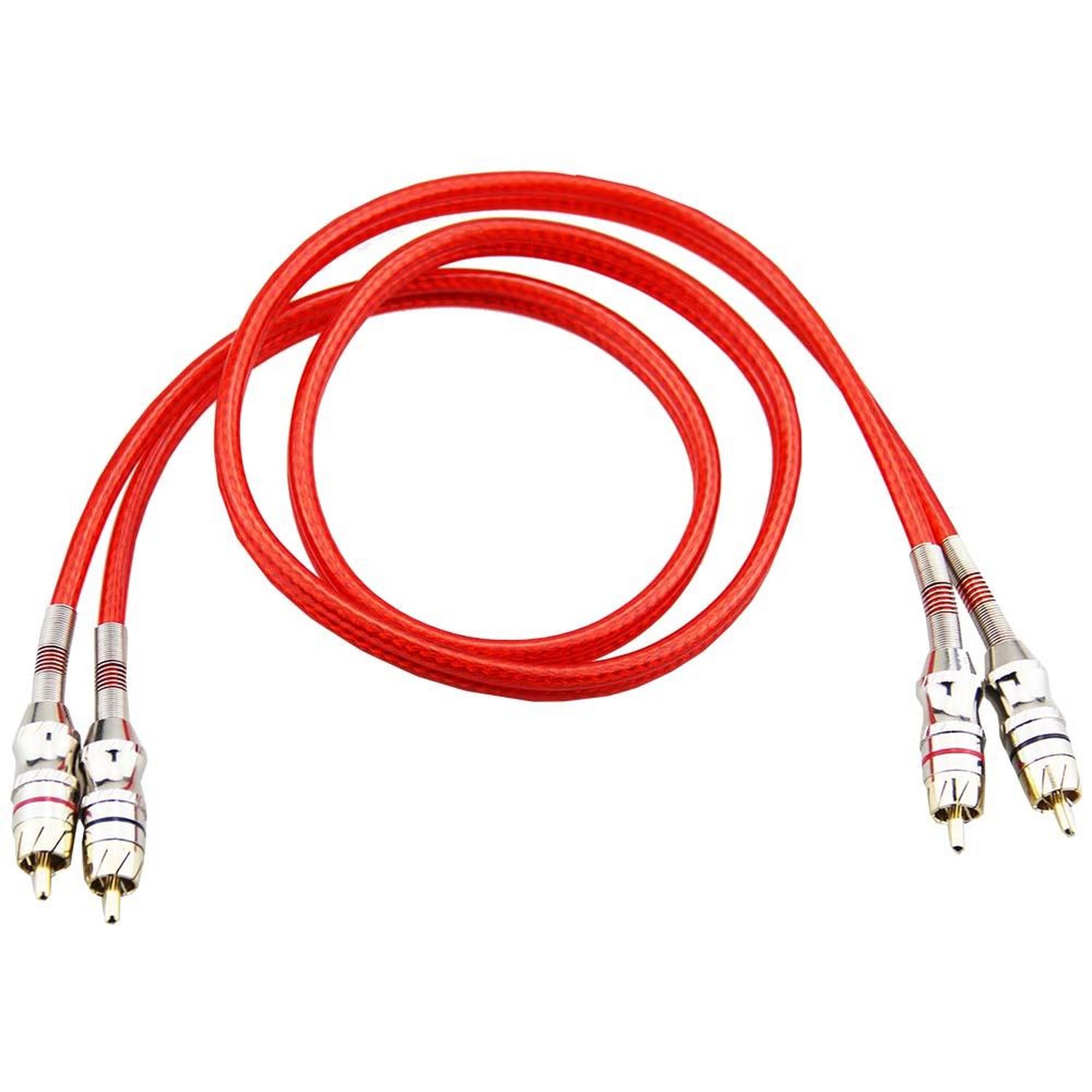 Cabo RCA Universal com Dupla Blindagem Stereo de 5 Metros Vermelho - AU513