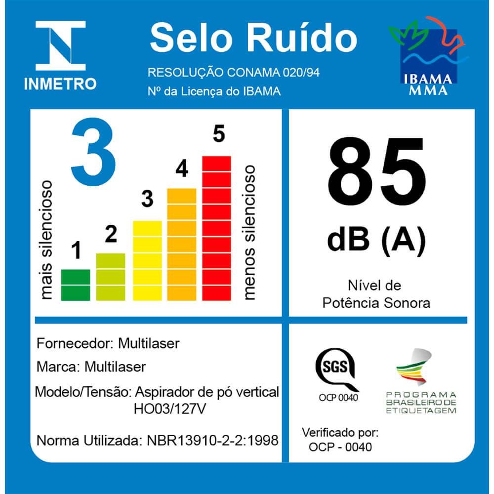 Aspirador de Pó Vertical De Mão 127V 1000W 1,2L Vermelho Multilaser - HO03