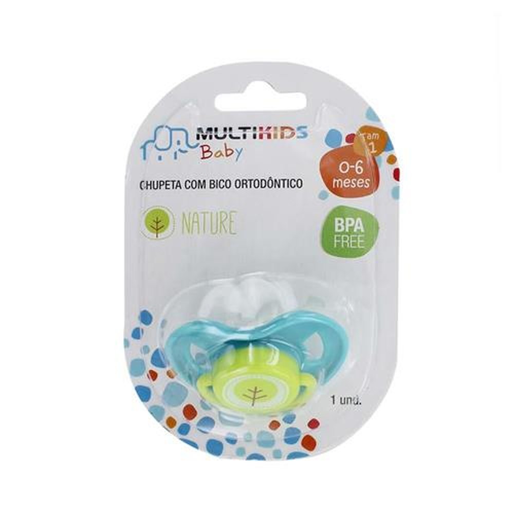 Chupeta Nature PP Azul Ortoflex Tam 1 (0-6 M) Multikids Baby - BB131