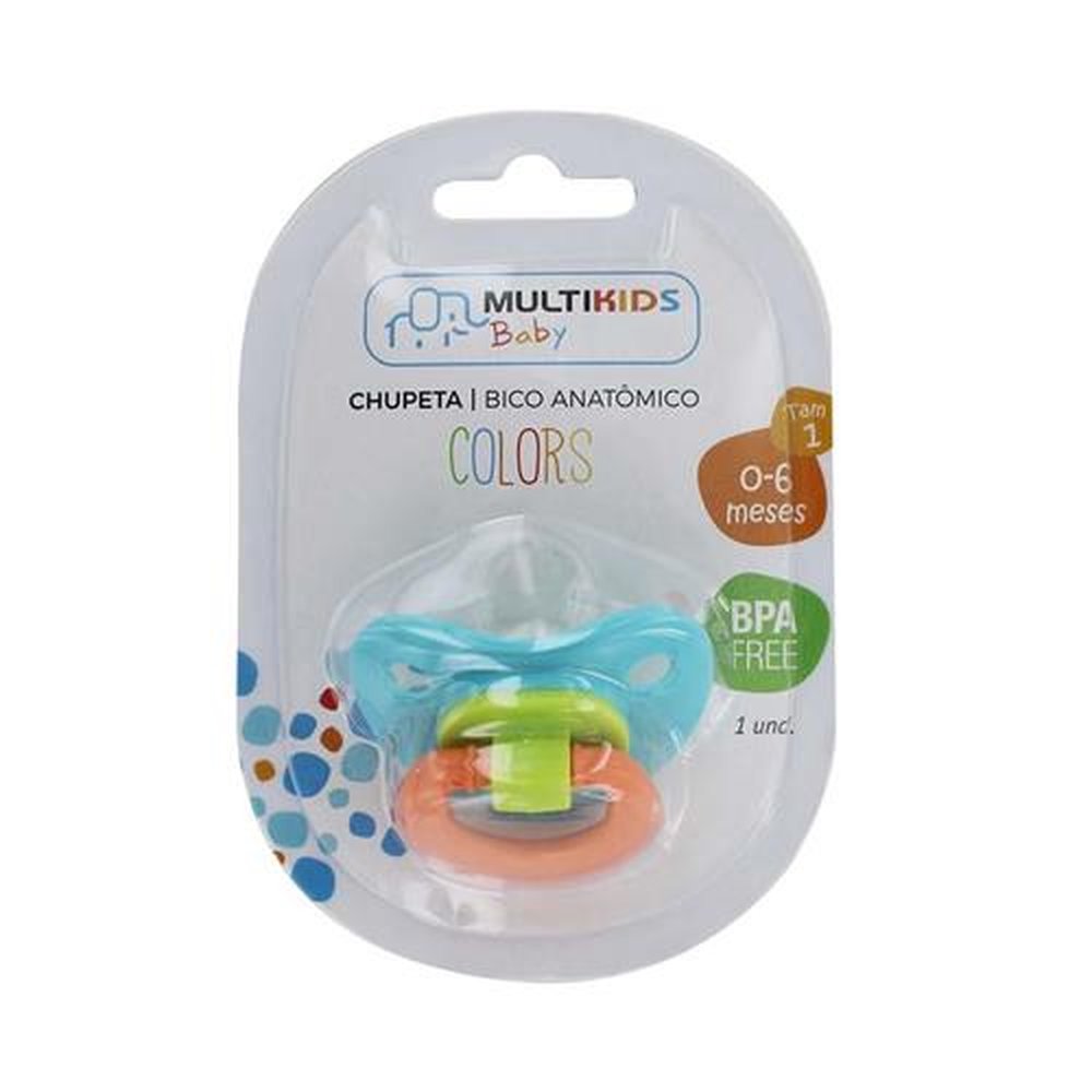 Chupeta Colors Pp Azul Ortoflex Tam 1 (0-6 M) Multikids Baby - BB127