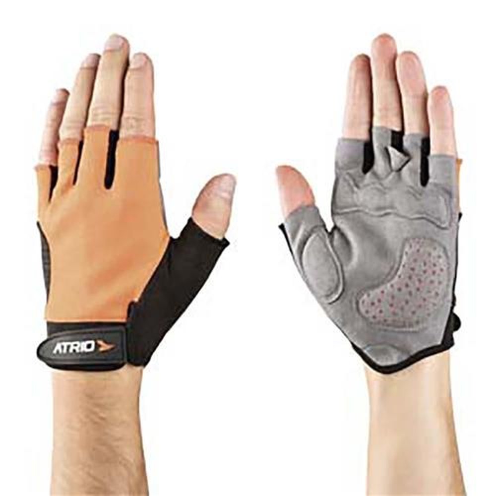 Luvas para Esportes Dedo Curto Acolchoada Laranja/Preto Tamanho G Atrio - BI077