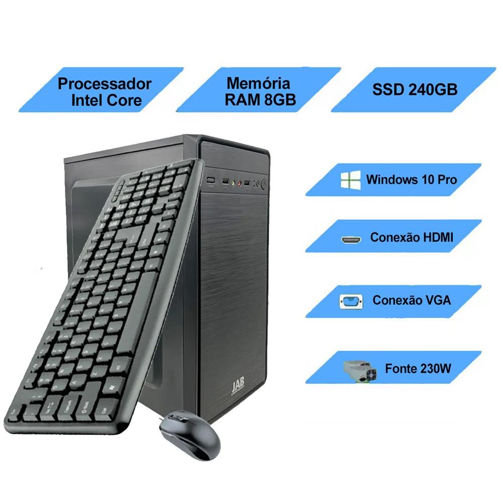 Computador Jab i5 De 4º Geração Memória 8GB Ssd 240GB + Teclado + Mouse