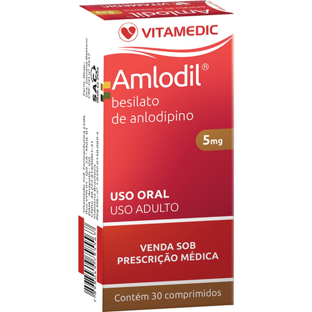 Amlodil 5Mg Caixa 30 Comprimido - VITAMEDIC