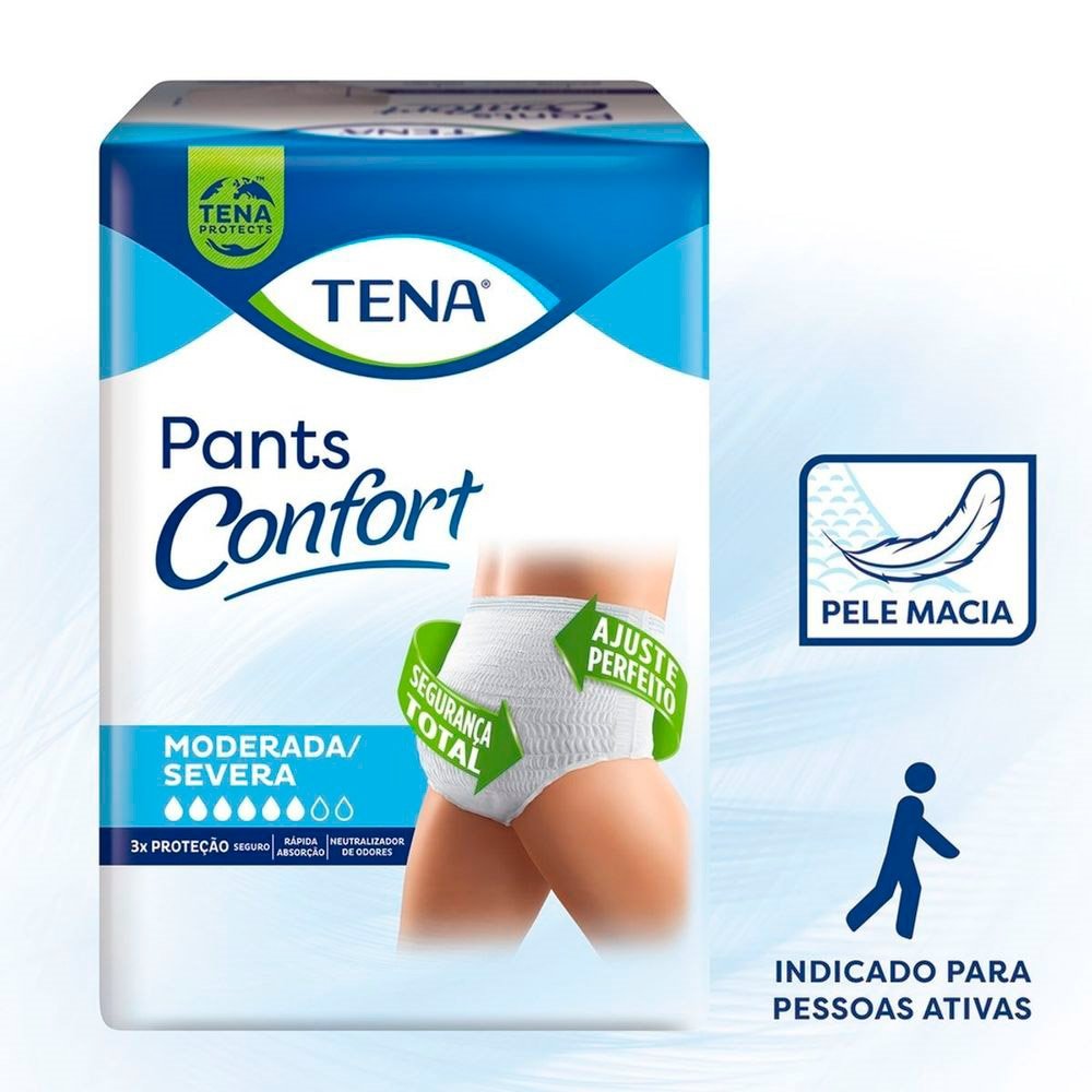Roupa Íntima Tena Pants Confort P/M - 3 Pacotes com 32 Fraldas - Total 96 Tiras