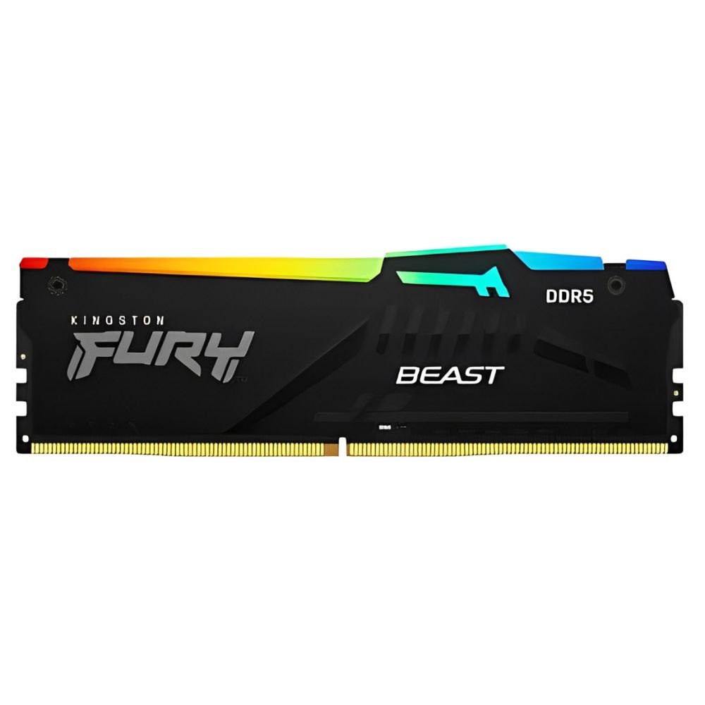 Memoria Kingston Fury Beast Rgb 8gb Ddr5 5200mhz 1.25v Black Desktop - Kf552c40bba-8