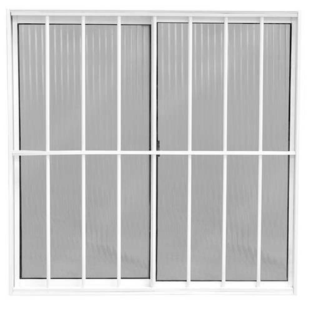 Janela Em Aluminio Branca 80X120 Cm Com Grade Vidro Canelado De 3/4 Mm