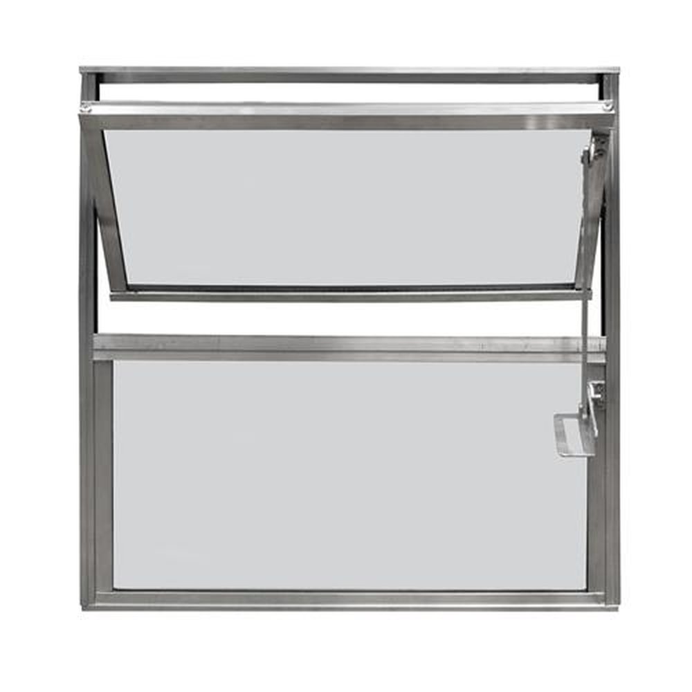 Janela Basculante 40X40 Cm Em Aluminio Natural Vidro Liso De 4 Mm