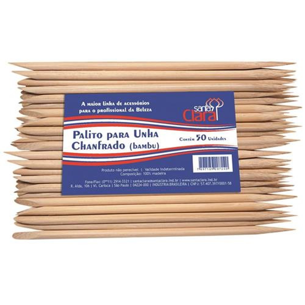Palito Chanfrado De Bambu Para Unha 50 Unidades Santa Clara