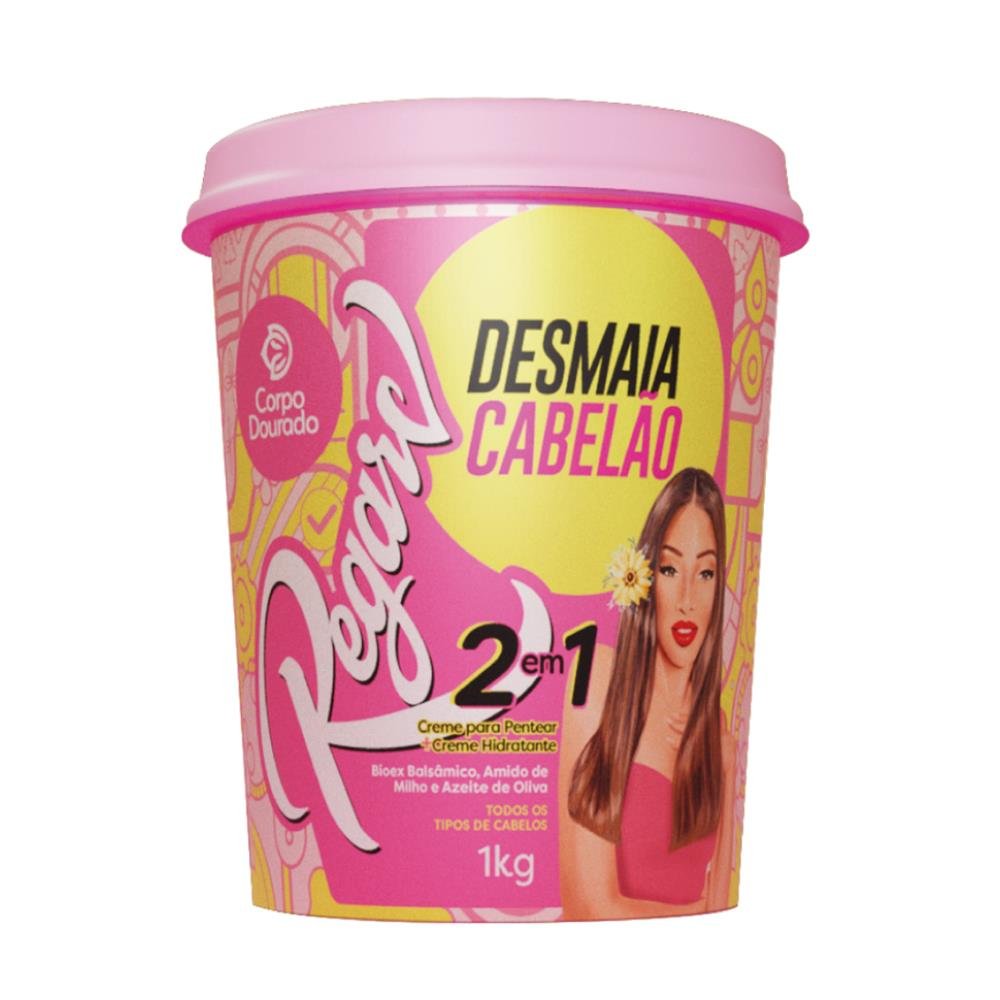 Creme De Pentear + Creme De Hidratação Desmaia Cabelão Corpo Dourado 1Kg