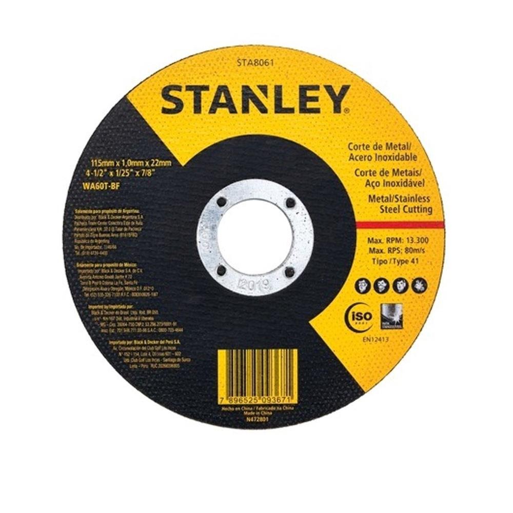Disco De Corte Fino - Metal / Inox 4 1/2" X 1,0Mm X 7/8" Sta8061 Stanley