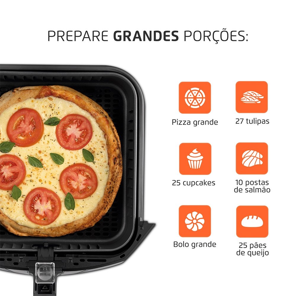 Fritadeira sem Óleo Mondial Air Fryer | AFN-80-BI 8 Litros Preto/Inox 110V