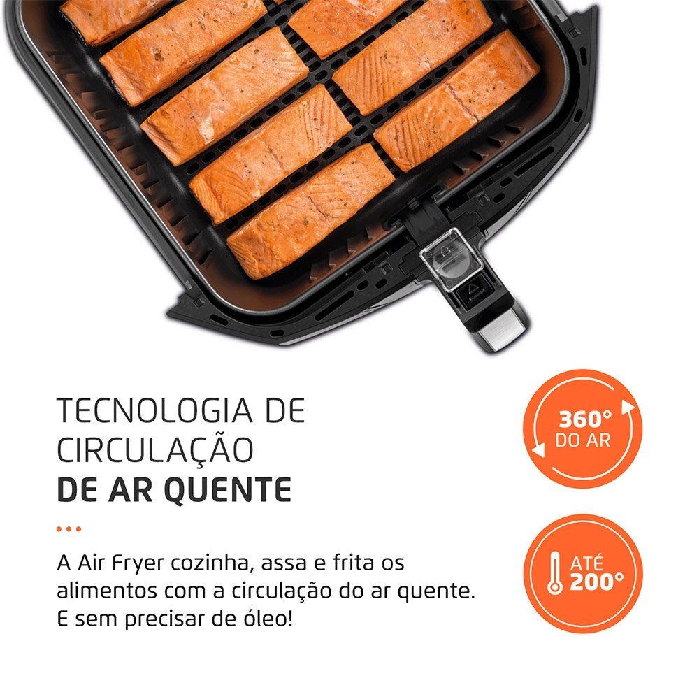 Fritadeira sem Óleo Mondial Air Fryer | AFN-80-BI 8 Litros Preto/Inox 110V