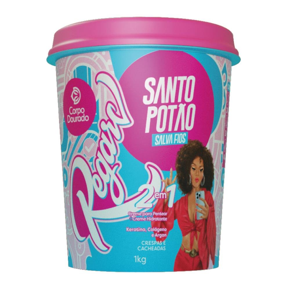 Creme De Pentear + Creme De Hidratação Santo Potão Corpo Dourado 1Kg