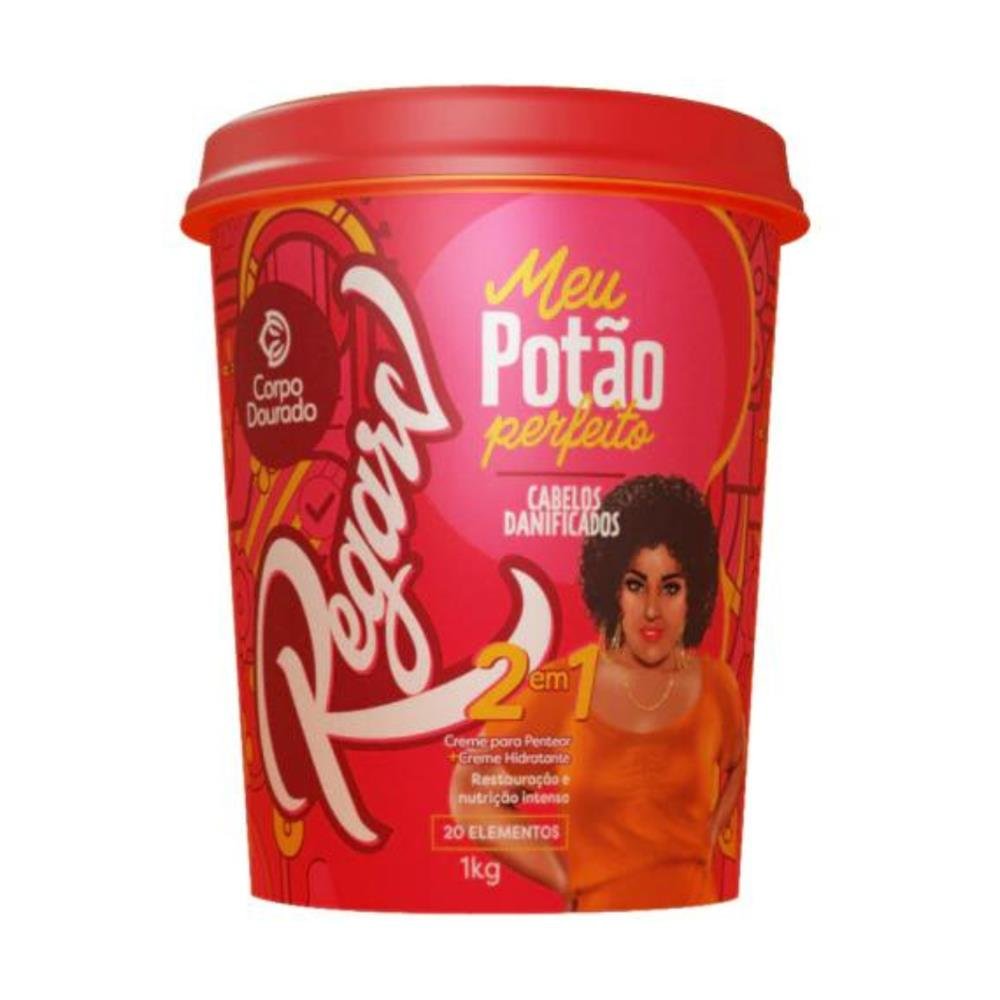 Creme De Pentear + Creme De Hidratação Meu Potão Perfeito Corpo Dourado 1Kg