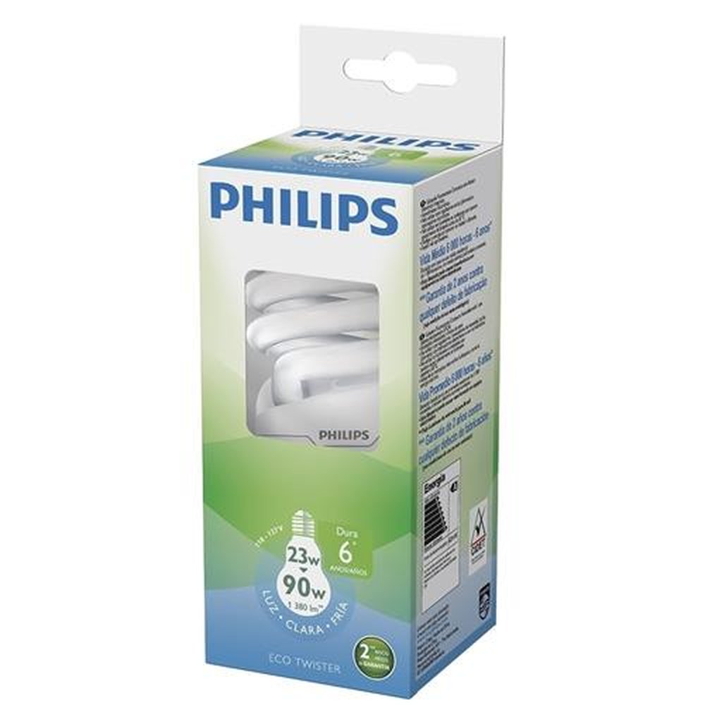 Lâmpada Philips Eletrônica Eco Espiral 23W Branca E27 6000H V 110V