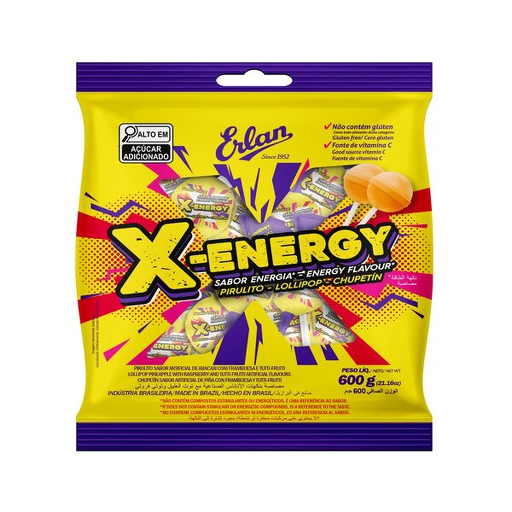 Pirulito X-Energy Embalagem com 22 Unidades de 600g